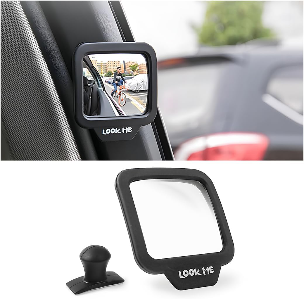 Zipelo Car Back Passenger Rear View Mirror, Car Blind Spot Mirror for Get-Off Door Open Safety, Car Second Row Rearview Mirror with Magnetic Base, Universal Wide Angle Rotatable Auxiliary