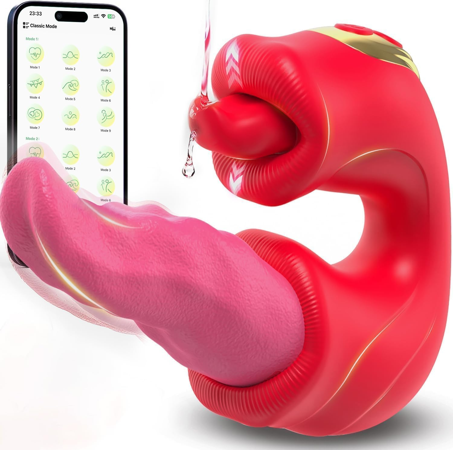 Tongue Vibrator Women Sex Toys - APP 3 in 1 Tongue Toy for Women Rose Sex Toys G Spot Vibrator Tongue Dildo with 10 Licking 10 Flapping Rotation 10 Vibrating Mode, Mouth Clitoral Stimulator Pleasure Tool Couple Adult Toys image number 1