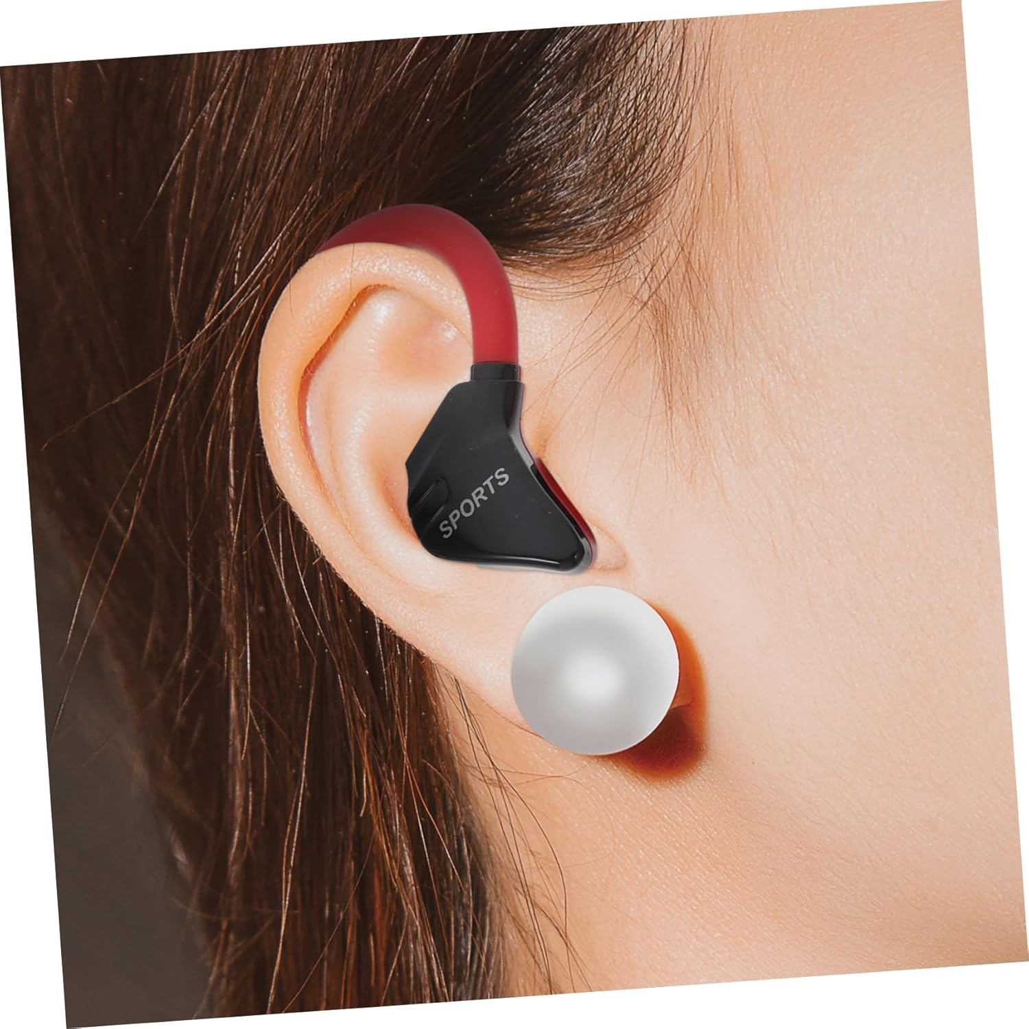 Vaguelly 1 Pair Wired Sports Headset Ergonomic Ear Control Earphones for Running Jogging and Gym Workouts Red Durable Design Compatibility Easy Volume Control image number 6