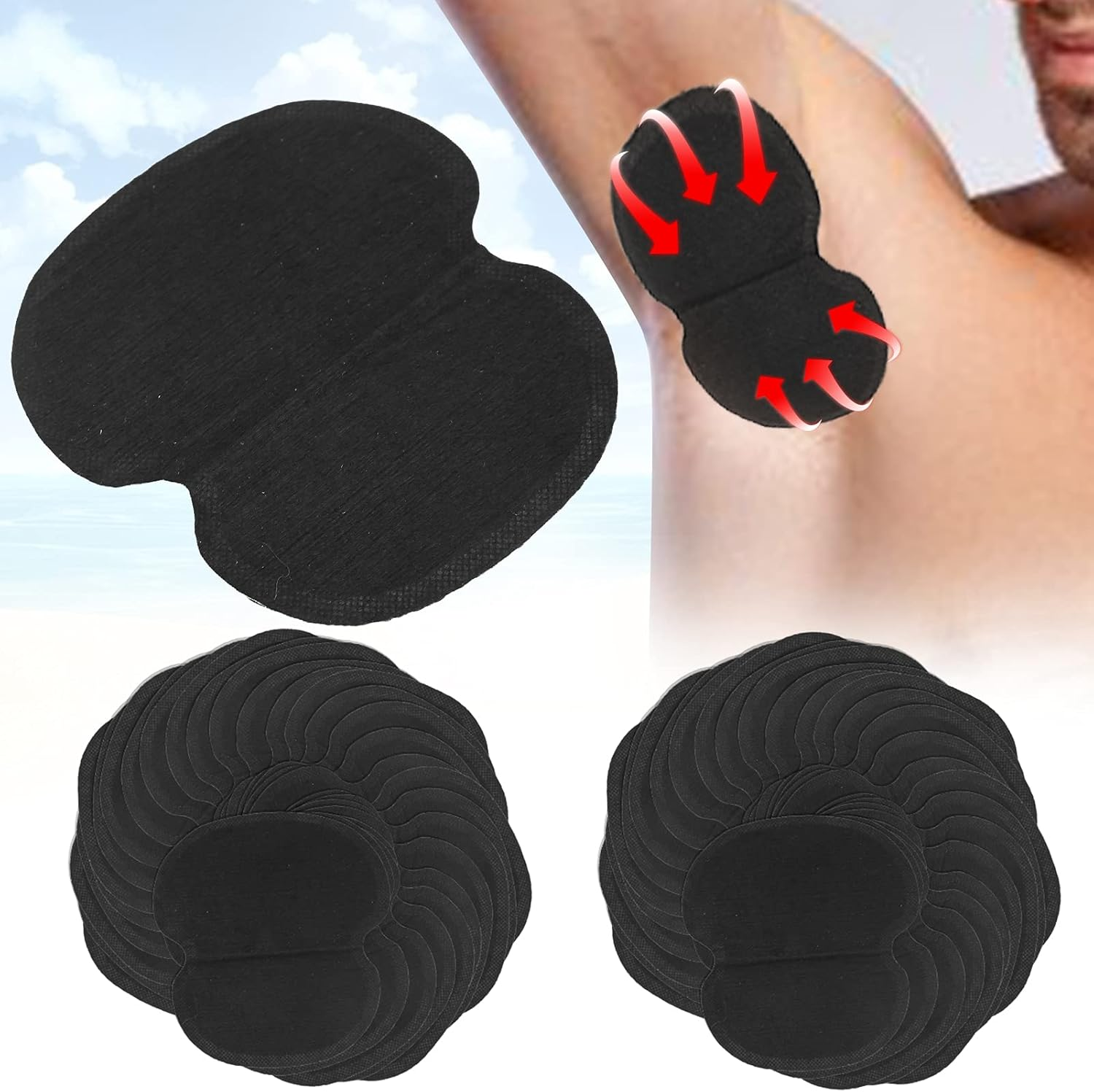 60 X Non-Woven Underarm Underarm Sweat Pads Clothes Black