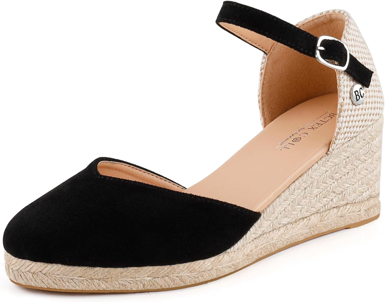 BCTEX COLL Women'S Espadrilles Wedge Sandals Ankle Strap Platform Closed Toe Dressy Shoes