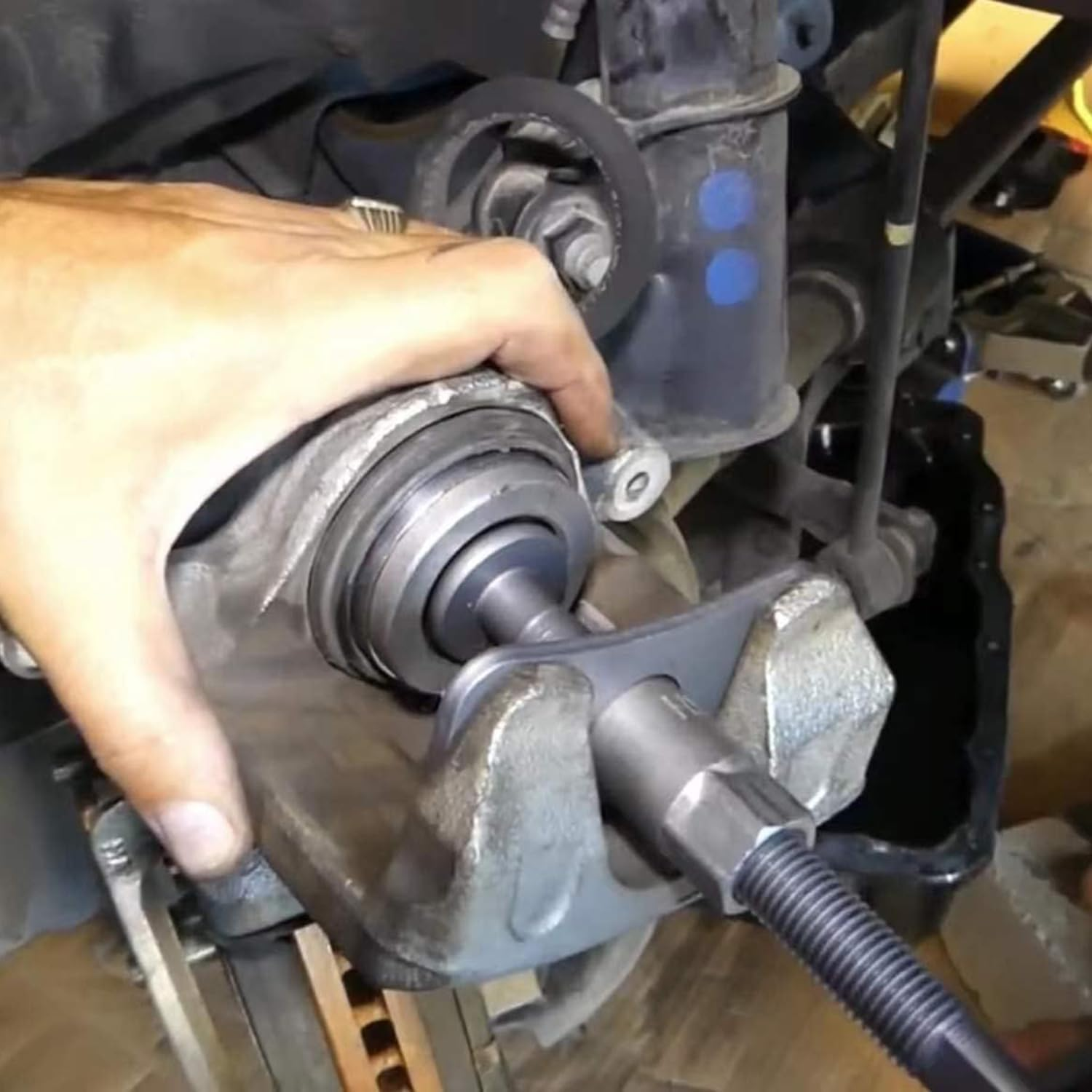 21 Pcs Brake Caliper Tool, Heavy Duty Brake Caliper Compression Tool Caliper Piston Tool for Brake Pad Replacement Reset, with Thrust Bolt Assemblies Retaining Plates 18 Disc Adapters image number 1