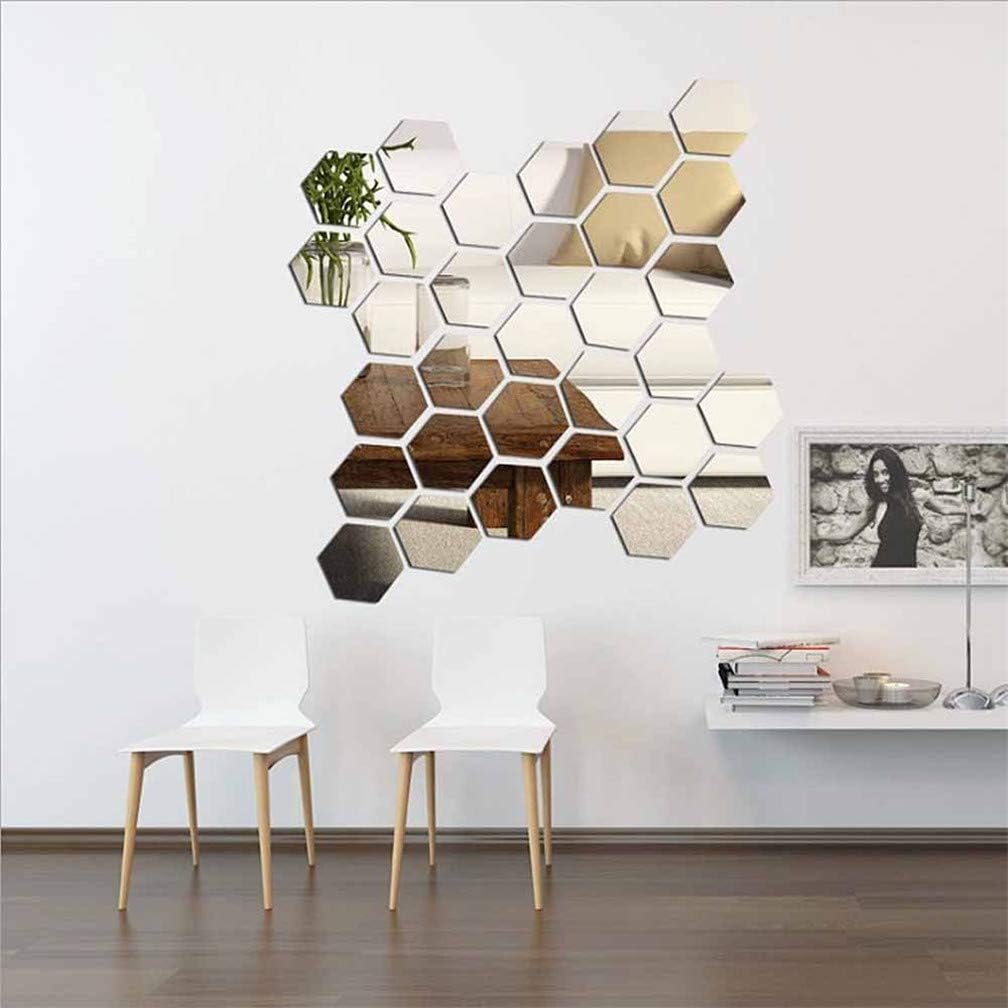 Mirror Wall Stickers Non Glass Mirror Plastic Mirror 3D Hexagon Acrylic Mirror Wall Decor Self Adhesive Tiles (15 PCS) - 15 Pcs 15X15 image number 3