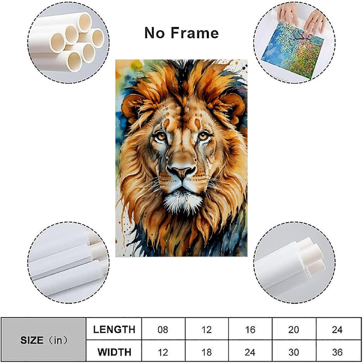 Lion Poster Poster Canvas Painting Wall Art Picture Home Decor Print for Bedroom Living Room Dorm Study Bar Office 16X24Inch(40X60Cm) Unframe-Style