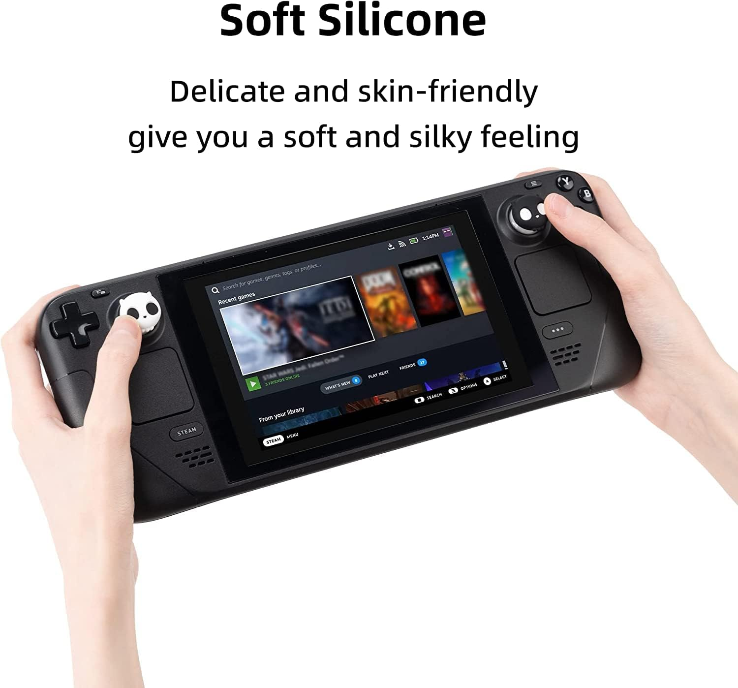 Geekshare Silicone Skull Steam Deck Thumb Grip Caps, Joystick Cover Compatible with Steam Deck Only,4Pcs (White & Black) image number 6