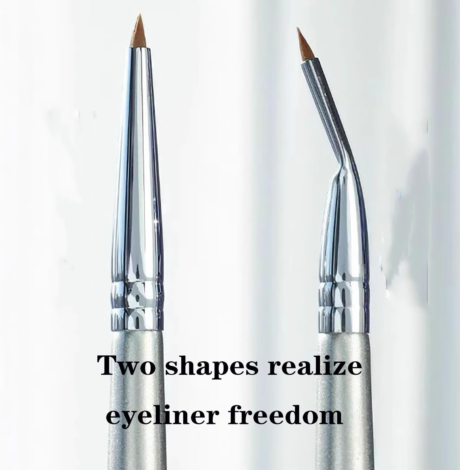 2Pcs Convenient Angled Eyeliner Brushes, Silver image number 1