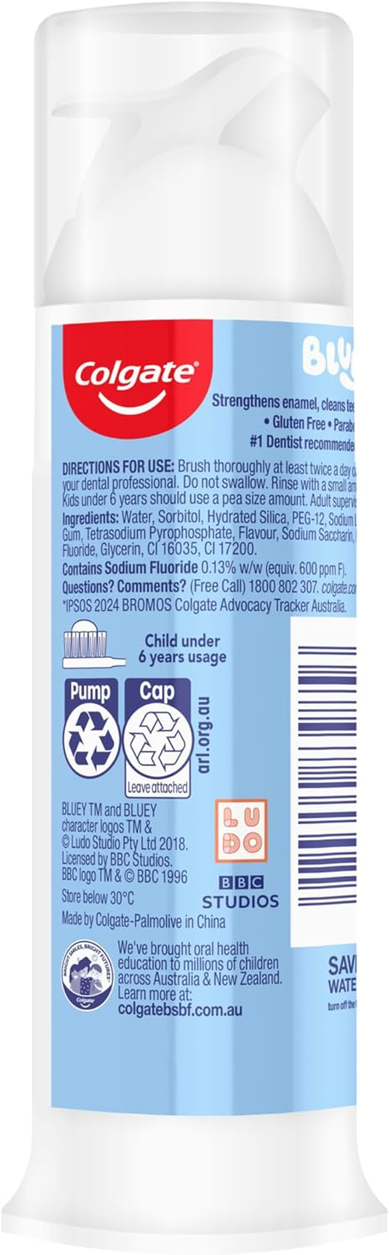 Colgate Kids Bluey Strawberry Pump Toothpaste, 85G image number 2