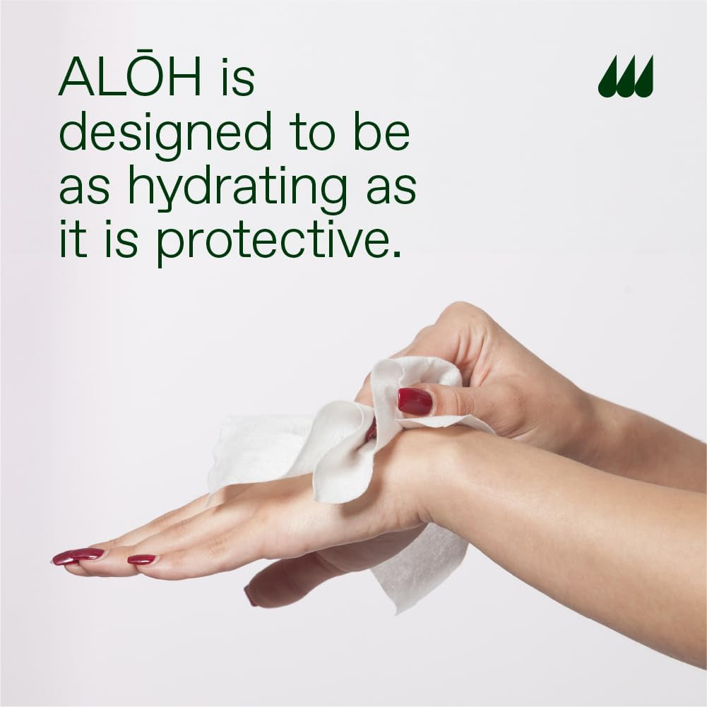 ALŌH Peppermint Eucalyptus + Aloe Sanitizing Hand Wipes - Clean Hands, Clear Mind on the Go Sanitizer for Kids and Adults - Travel Size 3 Pack 20Ct Wipes (60 Wipes) image number 6