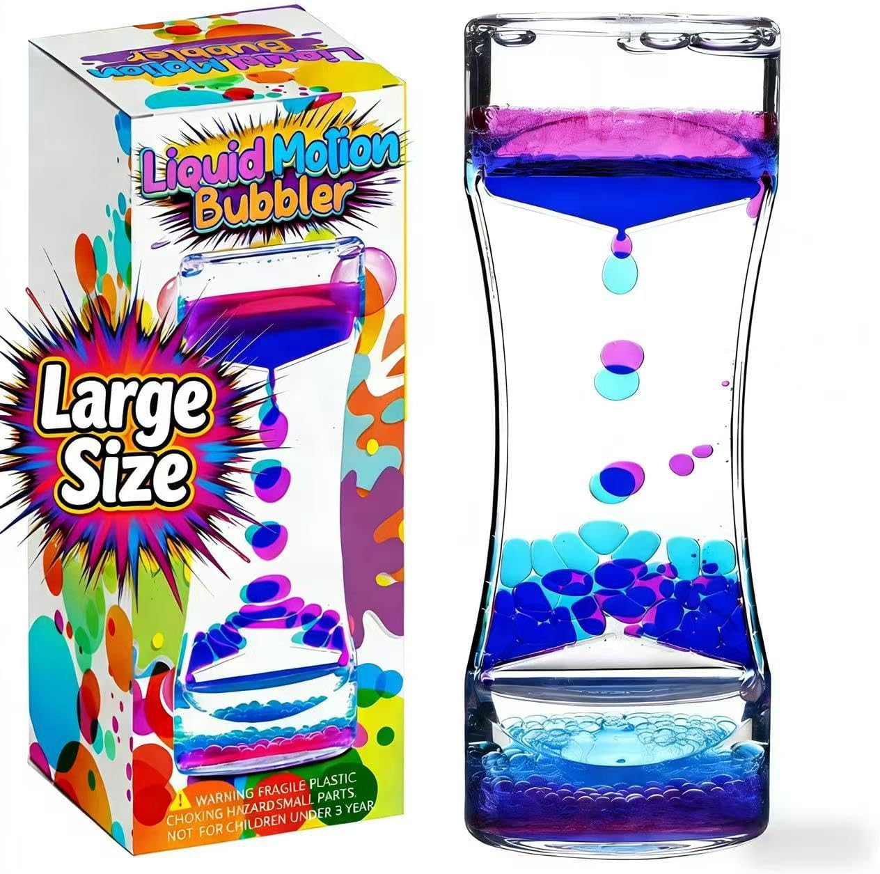 YUE Motion Liquid Bubbler Visual Sensory Timer, 2 Minute &ndash; New Big XL Calming Sensory Drip Drop Color Water Bubble Toy (Single Pack) image number 3
