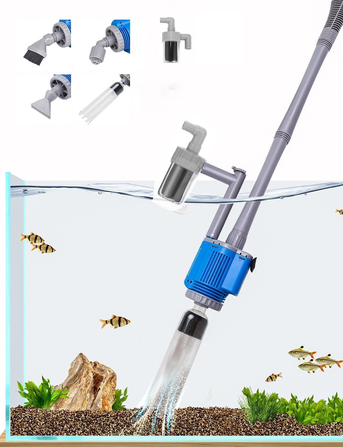 28W Aquarium Gravel Cleaner - Electric Automatic Removable Vacuum Water Changer Sand Algae Cleaner Filter Changer image number 3