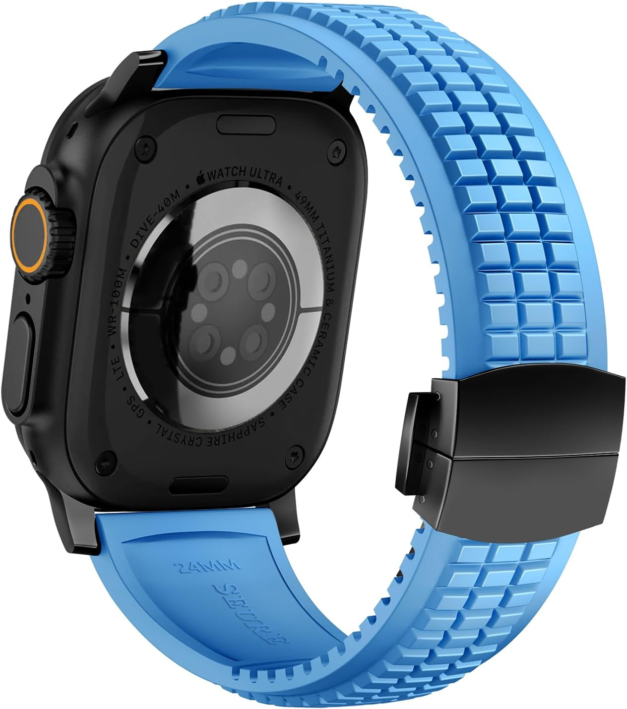 SEURE FKM Strap for Apple Watch Ultra 2/1 49 Mm, Series 10 46 Mm, Series 9/8/7 45 Mm, Series SE2/6/SE/5/4 44 Mm, Series 3/2/1 42 Mm Business Sport Fluororubber Wristbands Replacement Strap for Men image number 1