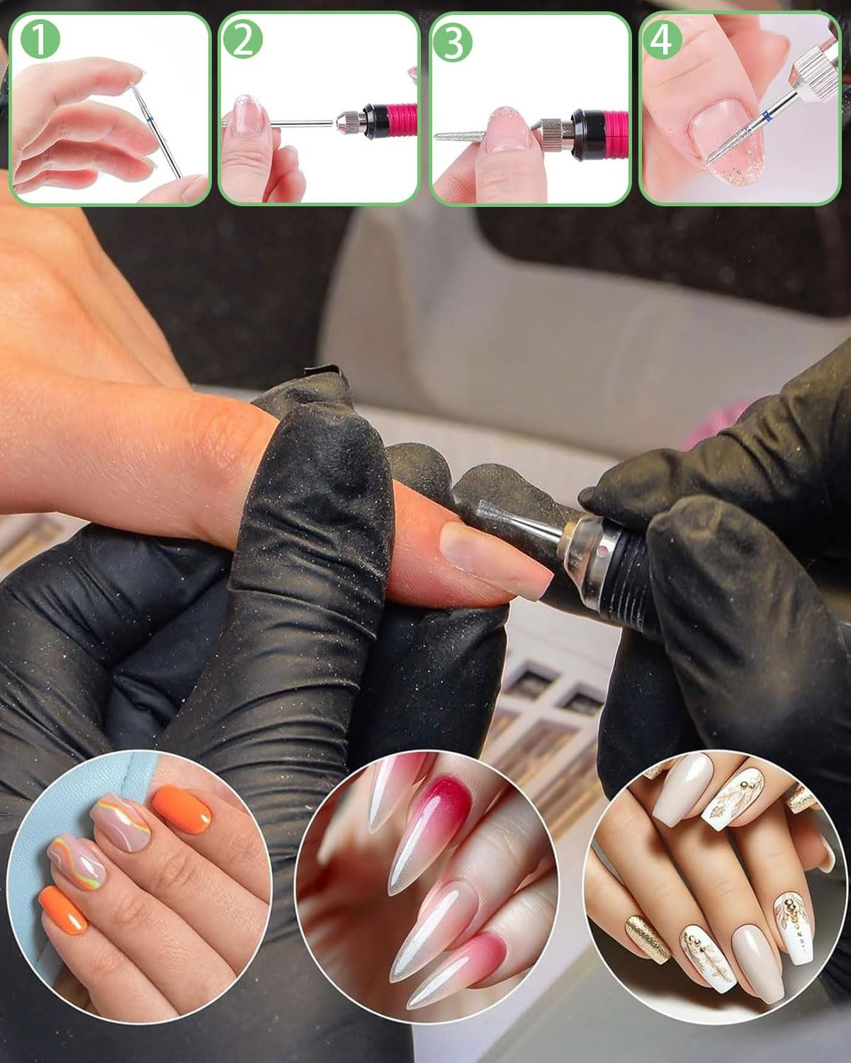 TPZORJX Nail Cutter Bits, 10 Pieces Nail Cutter Bit, Diamond Cuticle Ceramic Bits for Nail Cutter and Ceramic Acrylic Gel Nail Cutter Bits, with 1 Brush, Carbide Cuticle Cutter Bit for Gel Nails