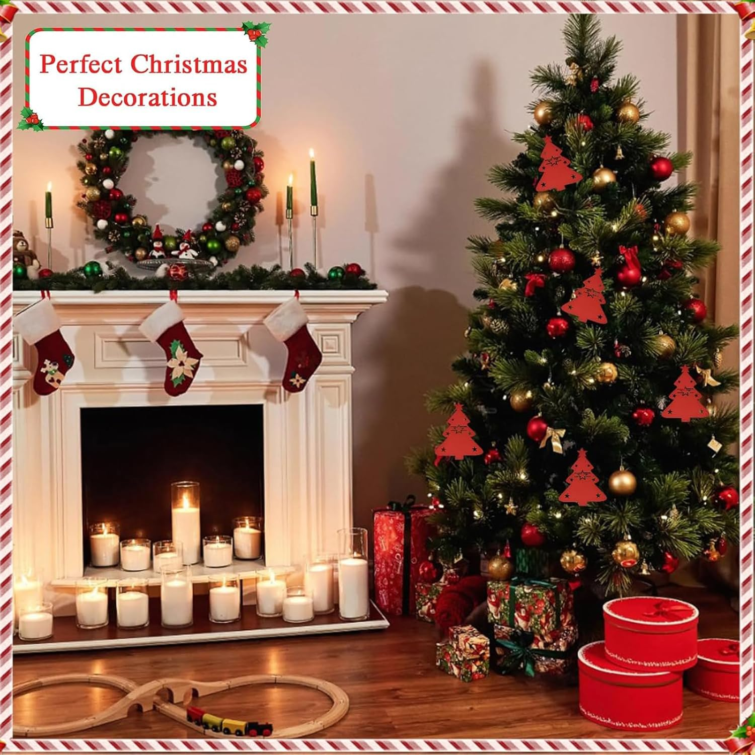 Christmas Cutlery Holder, 10Pcs Silverware Bag, Red Xmas Utensil Wraps for Party Dinner Table Supplies (Green) image number 2