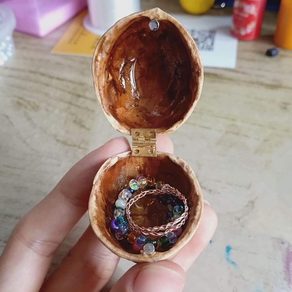 5X Small Mini Decorative Jewelry Cigar Box Hinges Brushed Brass + Nails