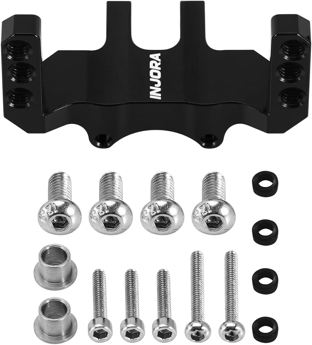 INJORA Coreless High Torque Micro Servo with Mount and Servo Horn for SCX24 C10 JLU Bronco Axial 1/24 RC Crawler Car Upgrade Parts (Black)