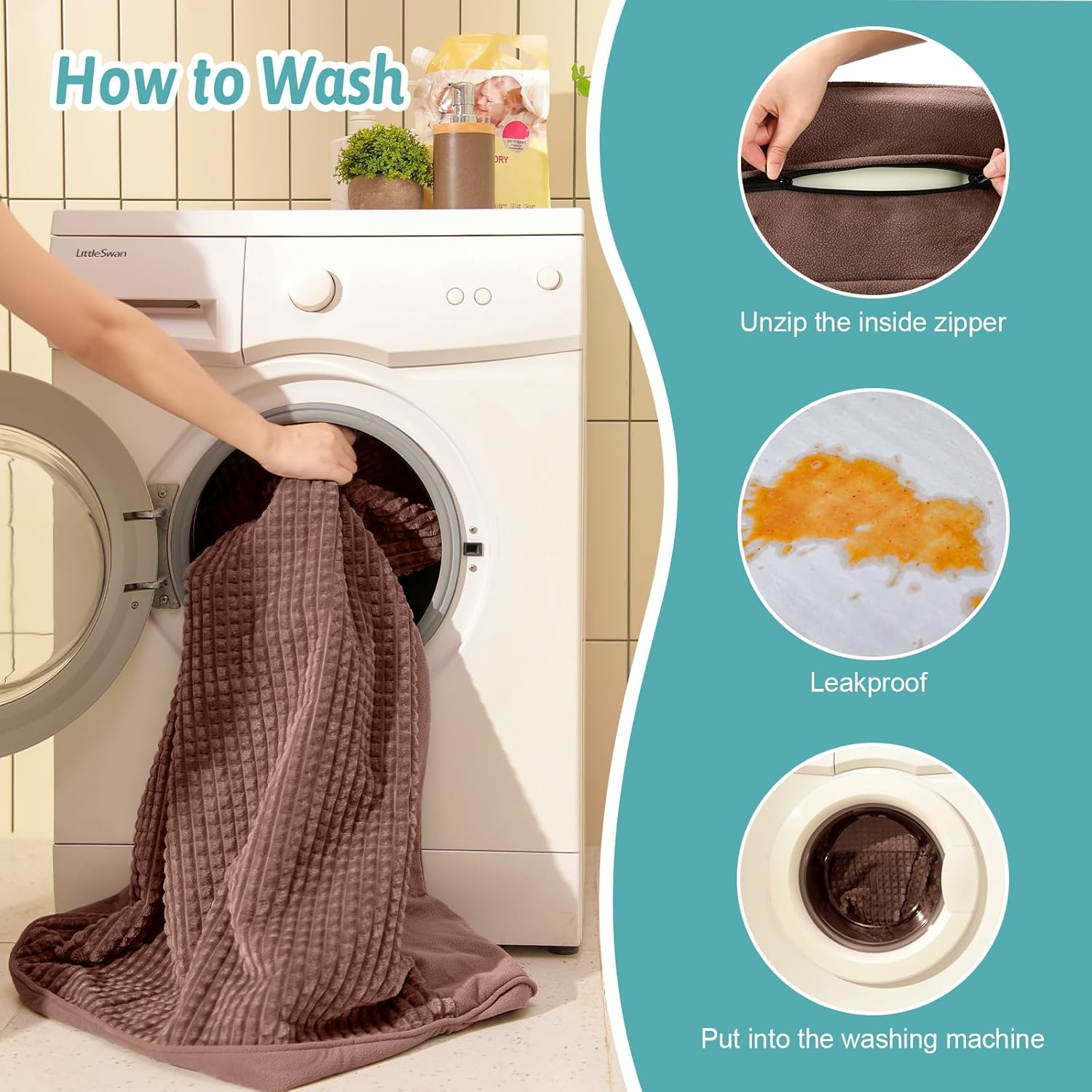 Orthopedic Dog Bed, Pet Couch, Big Supportive Foam Bolster Sofa with Waterproof Lining Cover, Comfort, Washable (U-Brown, 76X51X19Cm) image number 4