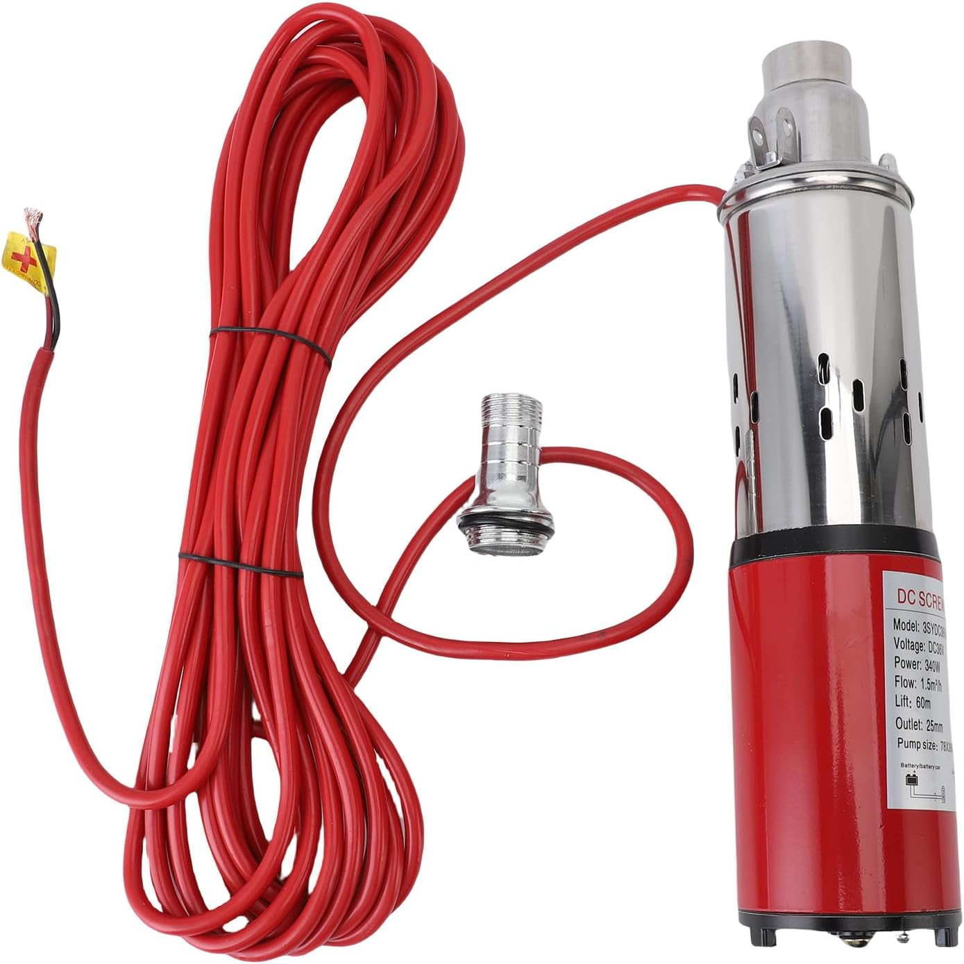 6.6GPM 196FT 1 Inch Outlet Stainless Steel Submersible Pump Solar Well for Home Use for Grassland Pastures and Water Tanks