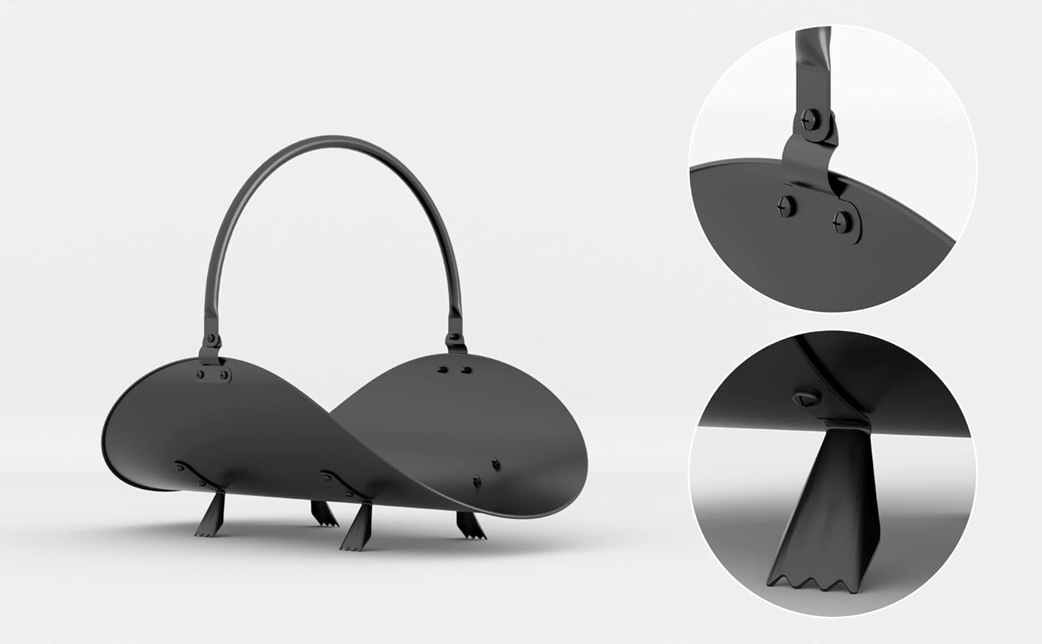 Black Log Holder Indoor and Outdoor Firewood Rack Hearth Basket image number 1