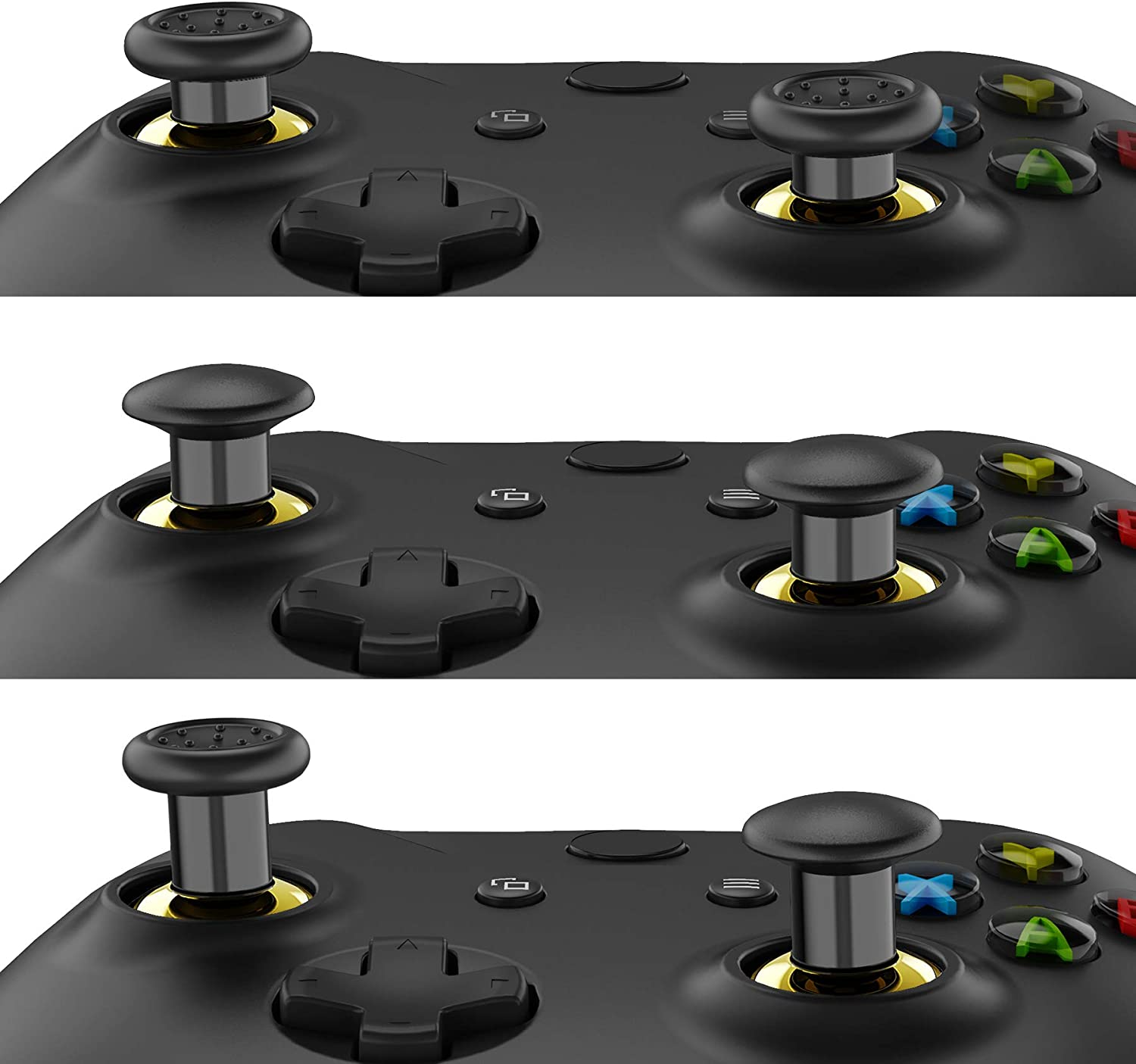 Extremerate Thumbsgear Interchangeable Ergonomic Thumbstick for Xbox Series X & S/Xbox One/Xbox One Elite/Xbox One S & X Controller W/ 3 Height Domed & Concave Grips Adjustable Joystick - Chrome Gold image number 5