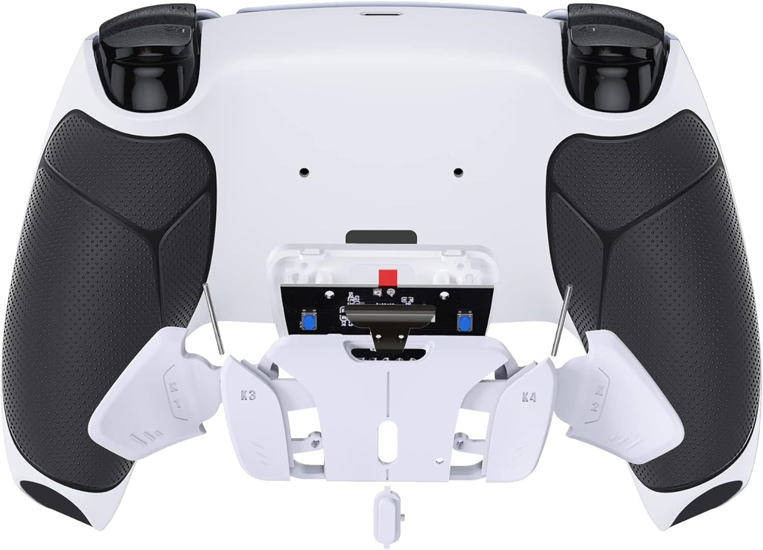 Extremerate Black Rubberized Grip Programable RISE4 Remap Kit for PS5 Controller BDM-010 BDM-020, Upgrade Board & Redesigned White Back Shell & 4 White Back Buttons for PS5 Controller -NO Controller