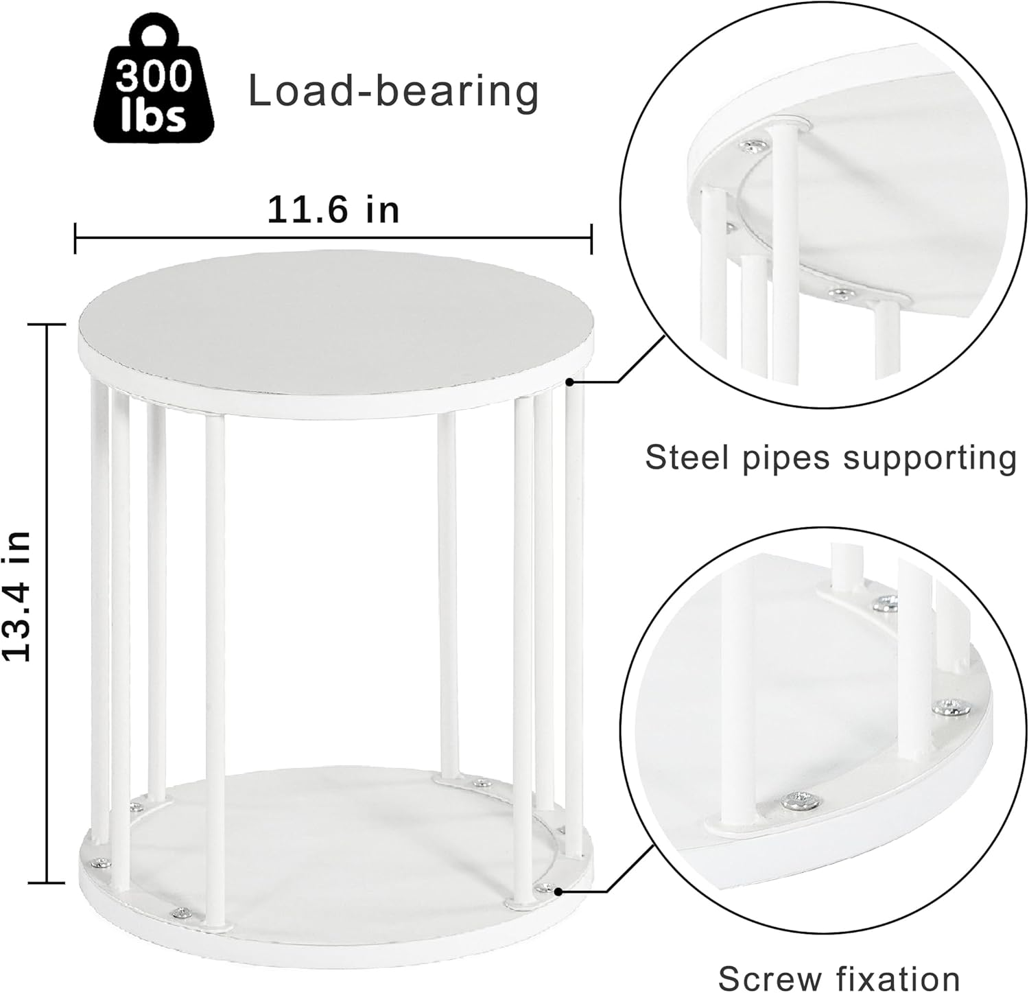 HDANI Small round Wooden Step Stool for Kids Adults, 300Lbs Load Capacity Garden Stool, Non-Slip Small Stool for Plant Stand, Kitchen, Bathroom and Bedroom, White image number 1