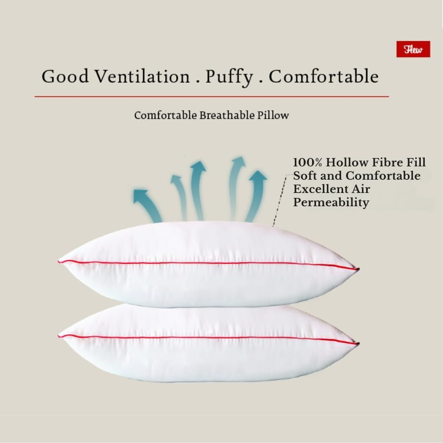 Flew Hotel Premium Pillow 100% Microfibre Pillow with Red Piping & Metal Zip for Adjustable Filling 72 Cm X 45 Cm image number 5