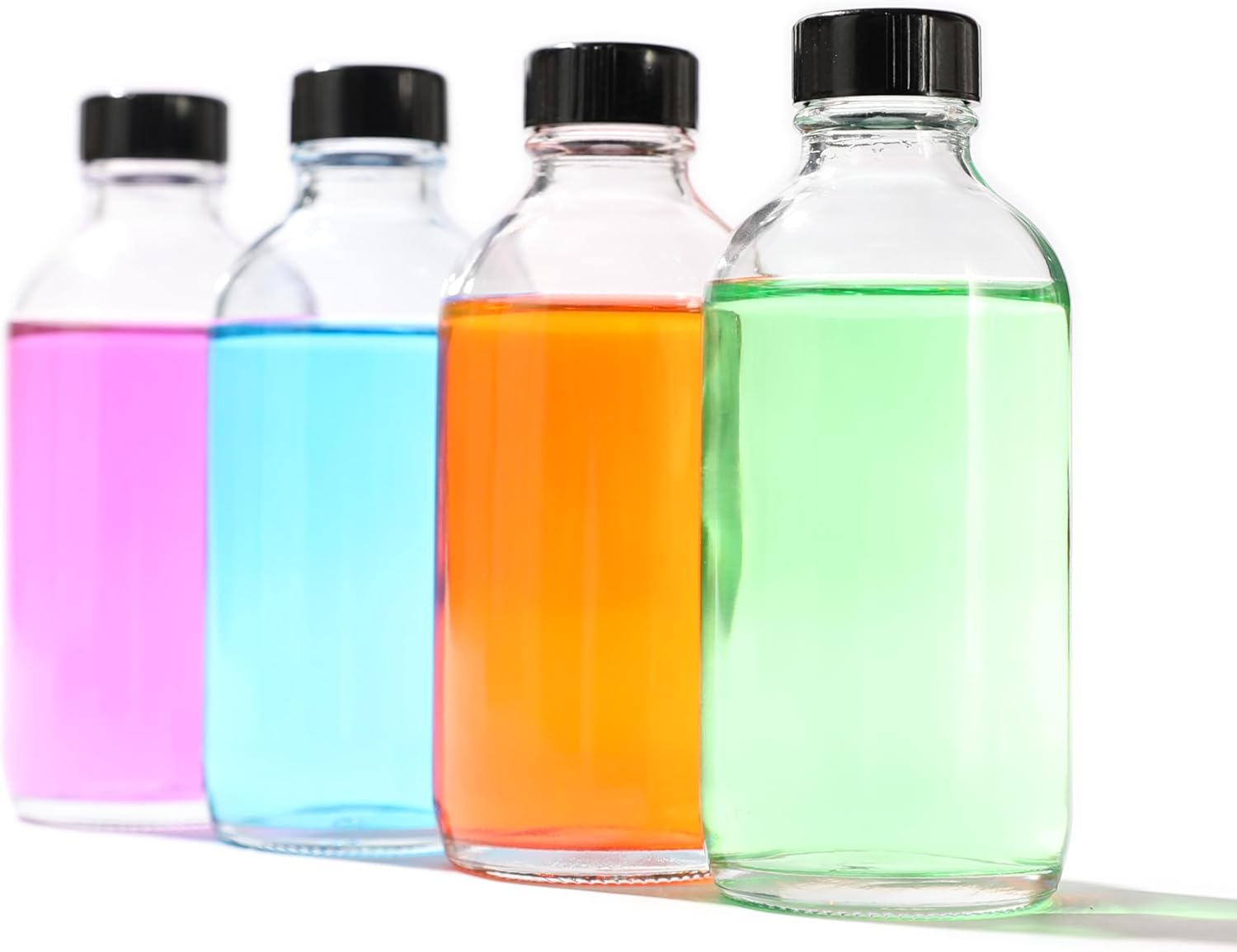 Magic Season Boston round Glass Bottles (Transparent/ 120 Ml with Caps / 12 Pcs)