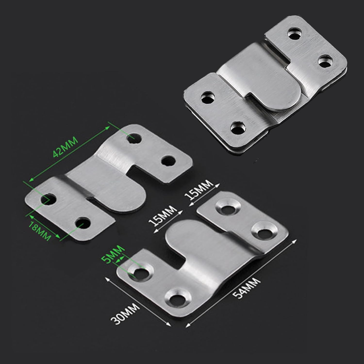 Ymaiss 36Packs Stainless Steel Flush Mount Bracket, Interlocking Photo Frame Hook 54X30Mm Heavy Duty Picture Hangers, Z Clip Bracket, Furniture Connector for Photo Mirrors Wall Mount Hardware image number 1