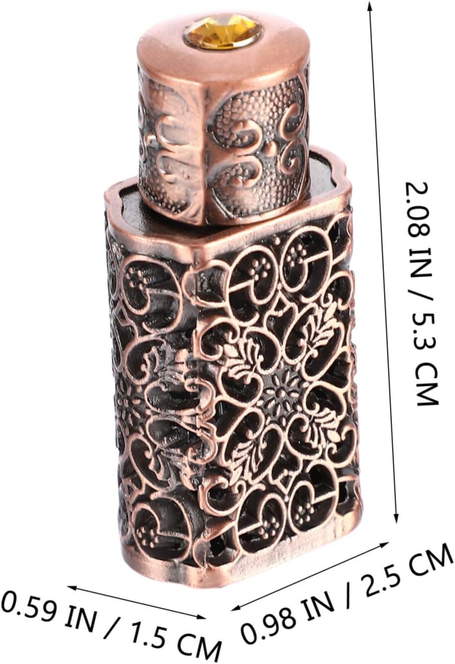 Metal Essential Oil Storage Bottle 3Ml Hollow Flower Engraved Leak-Proof Perfume Dispenser for Scientific and Craft Applications - Green image number 6