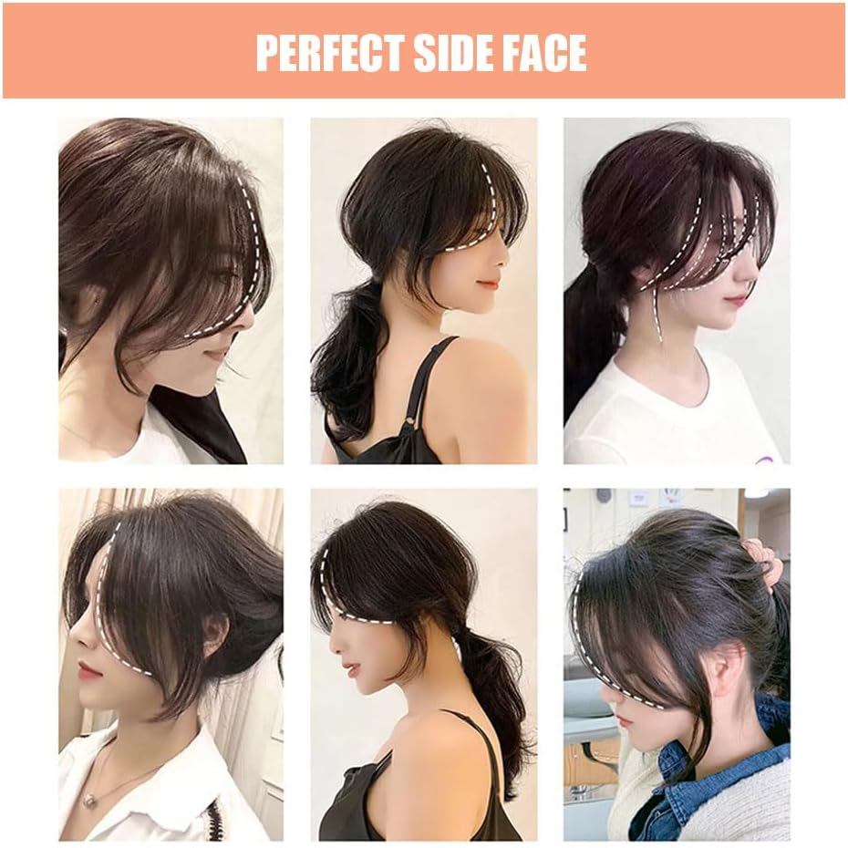 Air Bangs Hair Extensions Natural Hairs Extensions Hairpieces for Women Girl Bang Hairpieces for Women with Thinning-Hair for All Face Type (Natural) image number 4