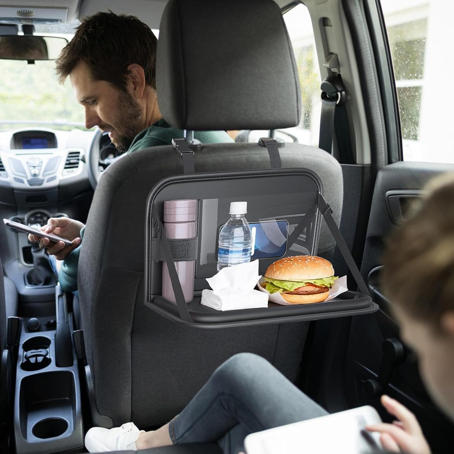 Tray for Car Seat - Laptop Holder Foldable Storage Rear Desk - Kids Travel Tray,For Long Ride Toddler Airplane Camping Snack Time Eating Office Work Passenger image number 2