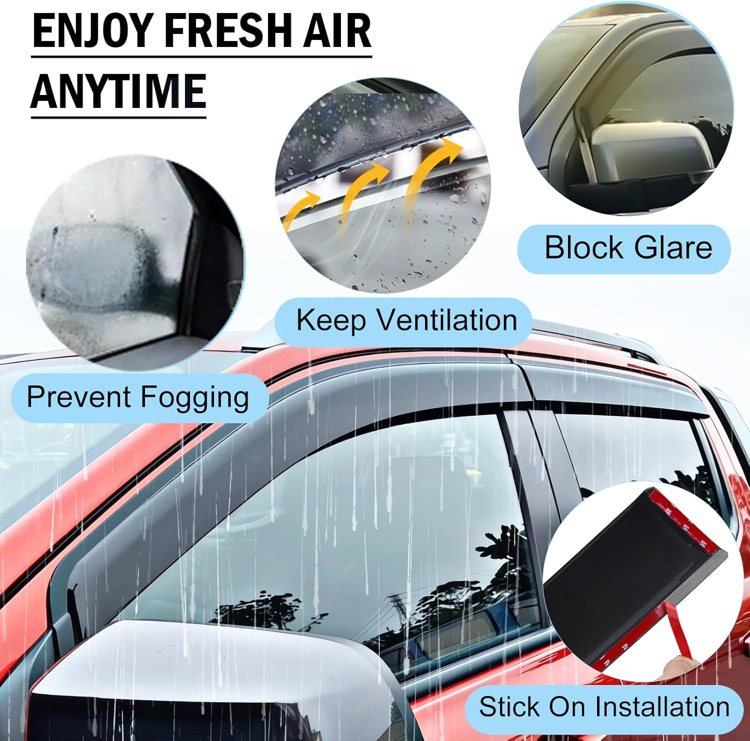 SUERAUTO4X4 Bonnet Protector Weather Shields for Ford Ranger Next Gen 2022-2025 Accessories,Tinted Black Bonnet Stone Guard Weathershields Window Visors Wind Deflectors Injection, 5Pcs/Set