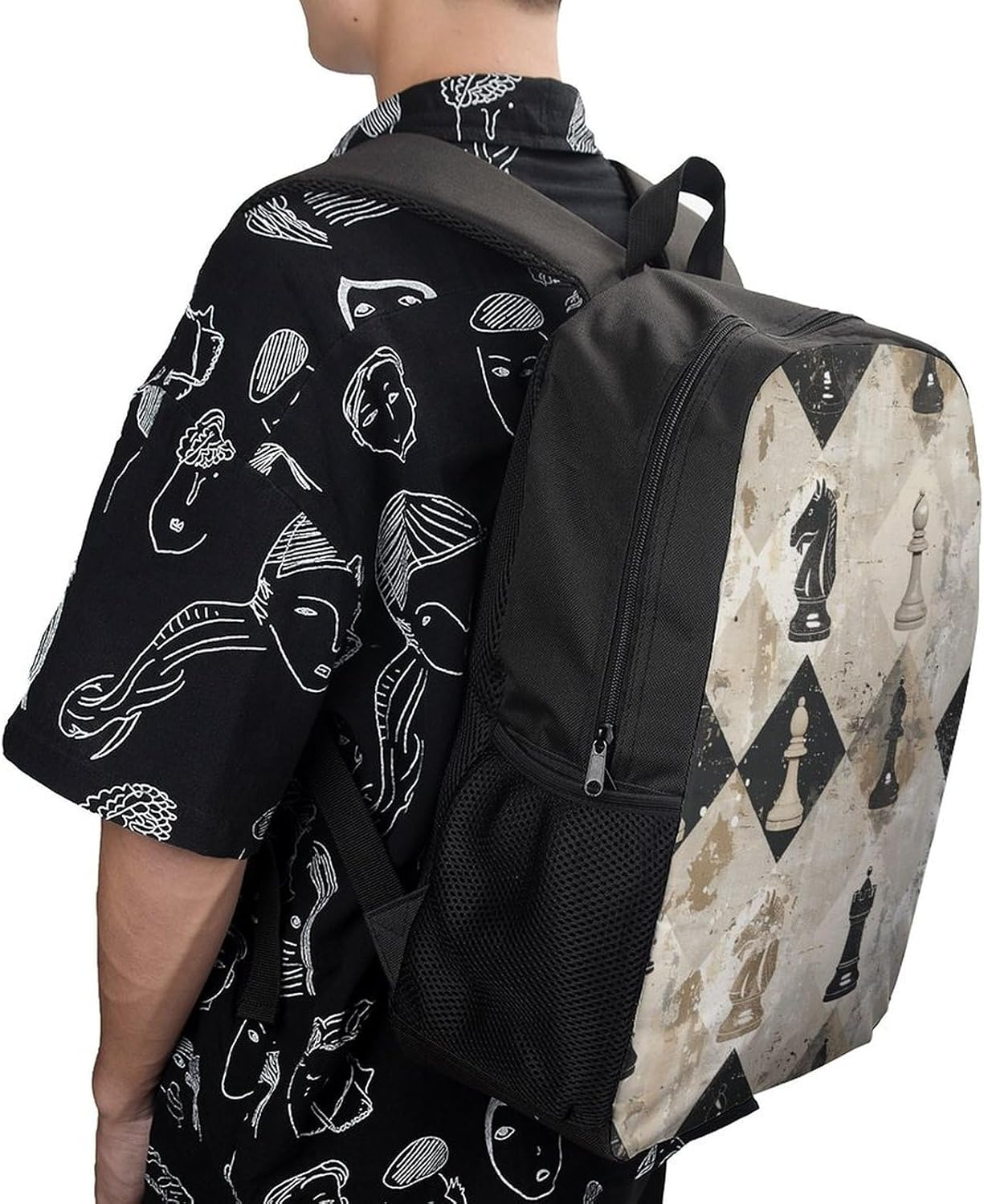 RTFGHJS Chess Piece Brown Pattern Laptop Backpack,17 Inch Fashion Travel Backpacks Shoulder Bag, Crossbody Bag for Work - Animal German Shepherd image number 4