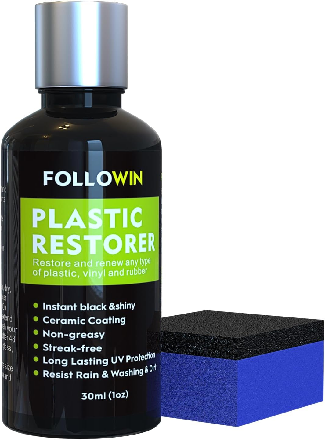FOLLOWIN Plastic Restorer for Cars Ceramic Plastic Coating Trim Restore, Resists Water, UV Rays, Dirt, Ceramic Coating, Not Dressing, Last over 200 Washes, Highly Concentrated, 30Ml image number 5