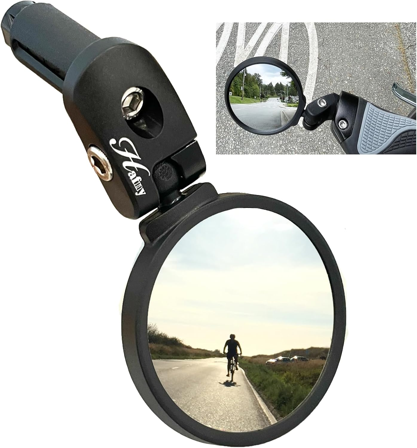 Hafny Bar End Bike Mirror, Stainless Steel Lens, Safe Rearview Mirror (Black 62 Diameter * 2PCS)