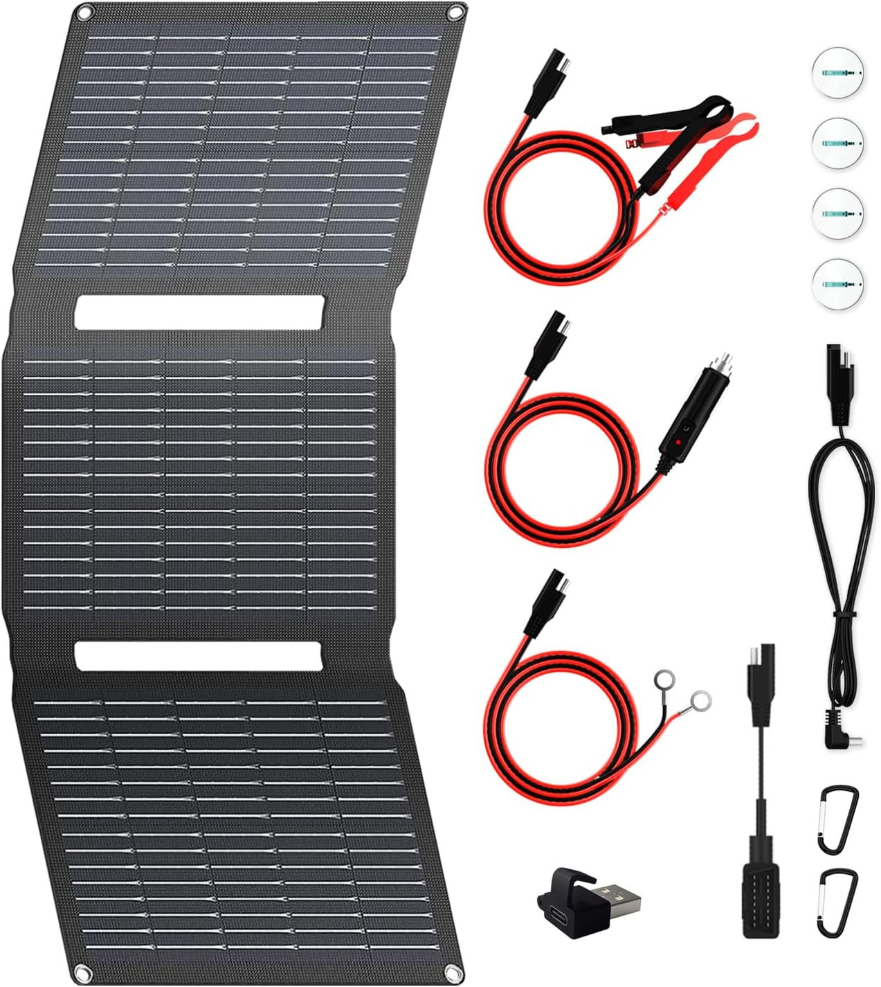 Flexsolar 28W 12V Portable Solar Panel Battery Charger Maintainer Kits Trickle Charger with Built-In Charge Controller, Cig Plug, Alligator Clips, O-Rings OBDII Connector for Car, Truck,Tractor, Boat image number 1