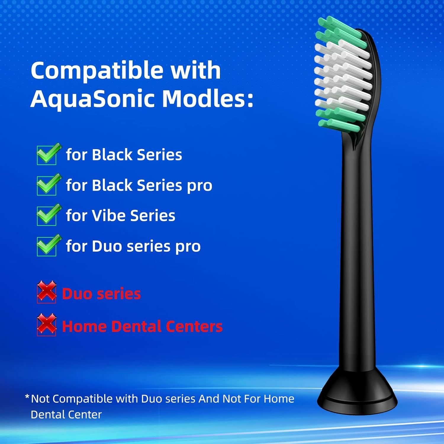 Toolsy 10 Pack Toothbrush Replacement Heads Compatible with Aquasonic Black Series/Black Series Pro/Vibe Series/Dro Series Pro Sonic Electric Toothbrush, 10 Count (Black) image number 5