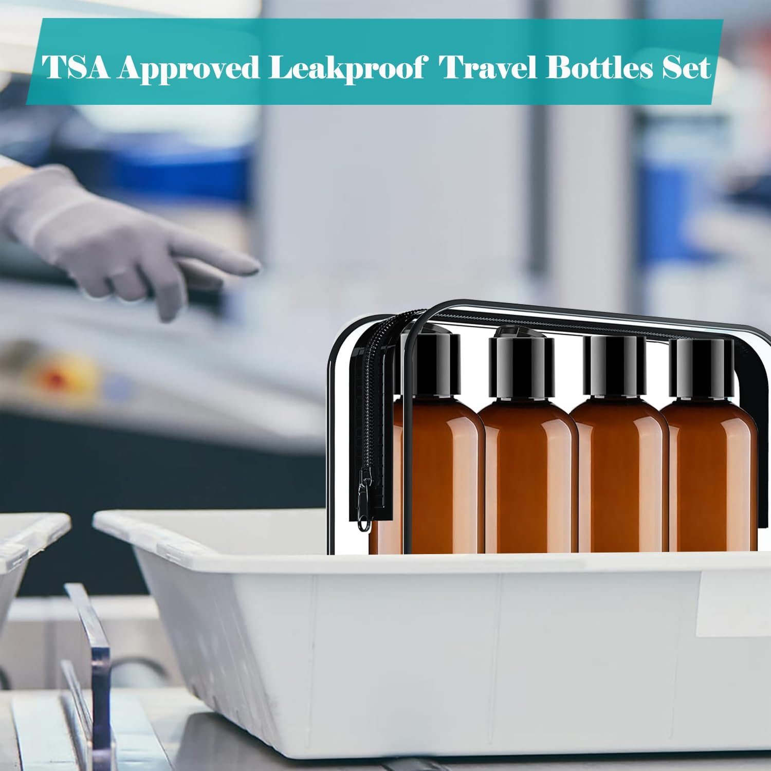 Toiletry Travel Bottles, 4Pack 3.4Oz/100Ml - Squeezable Plastic Containers with Flip Caps - Refillable Cosmetic Kit for Shampoo, Conditioner, Lotion, and Travel Essential- Brown image number 1