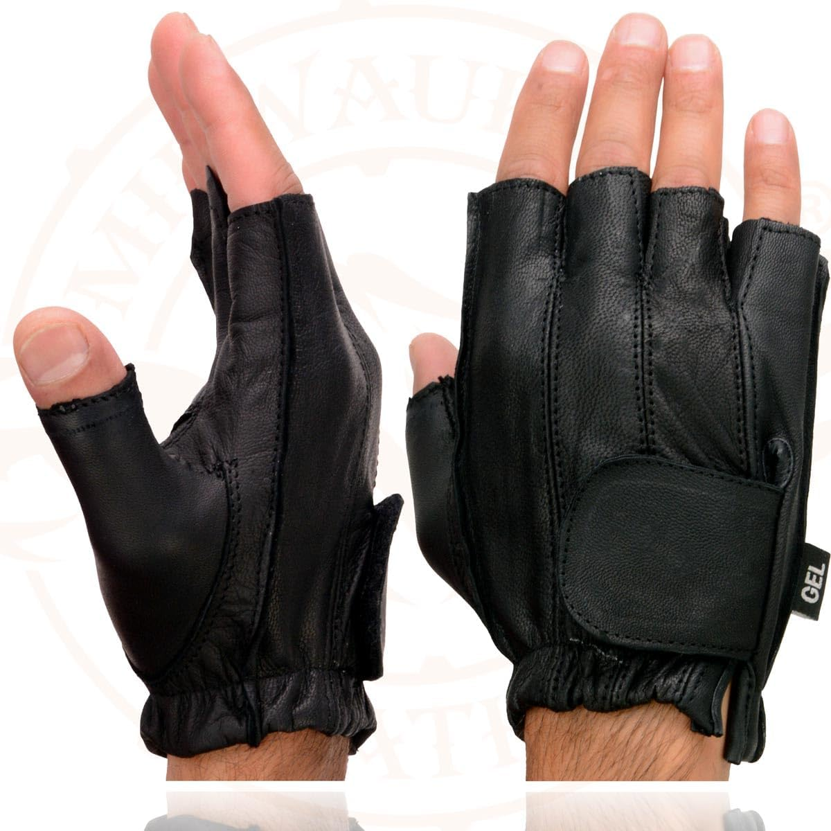 Shaf International Men'S Leather Fingerless Glove (Black, Medium) image number 5