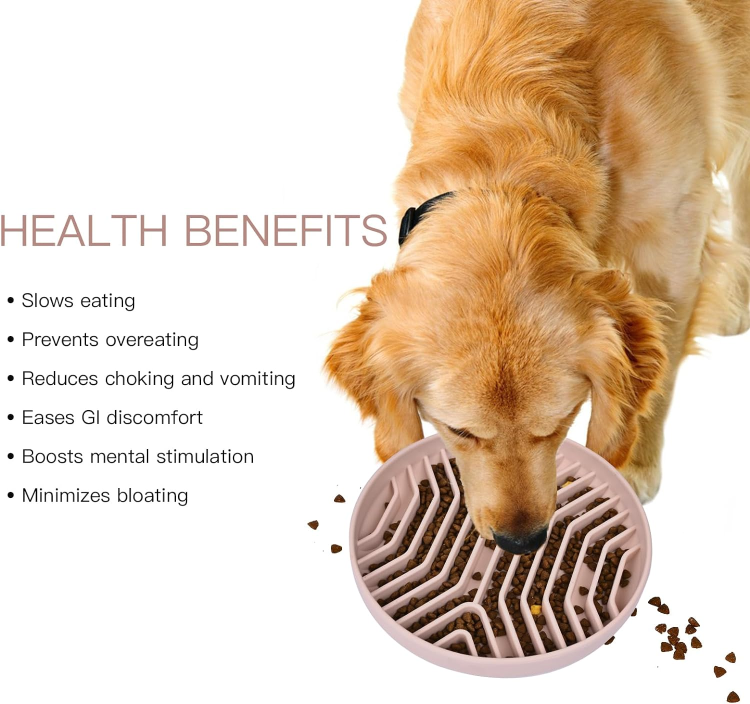 Slow Feeder Dog Bowls, Puzzle Silicone Dog Feeding Bowls with Suction Cups, Anti-Choking, Non-Slip Design, Reduces Boredom, Anxiety, Ideal for Medium to Small Dogs & Cats - XAQMHSW (Pink) image number 3