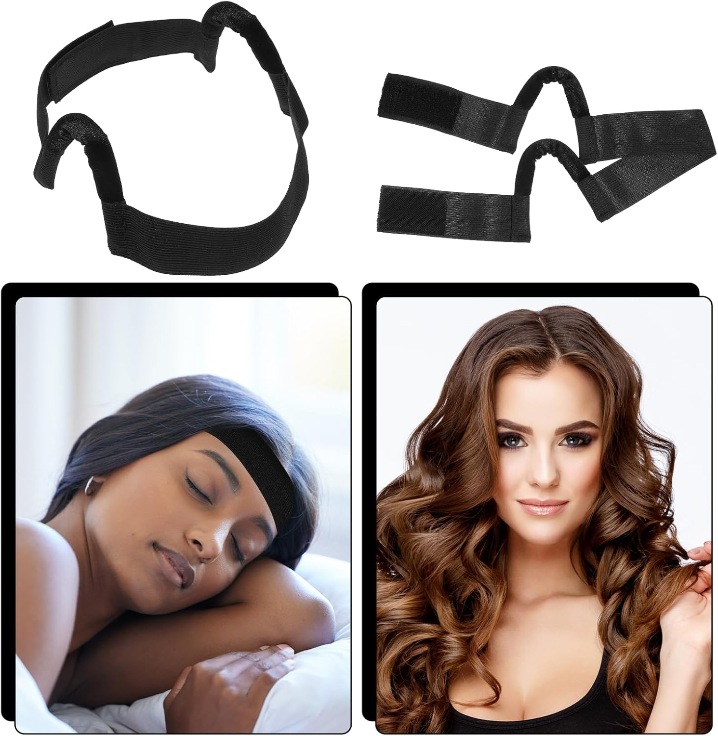 Ptwola 2 Pcs Wig Band for Lace Front Ear No Slip Melting Elastic Band Soft Wig Grip Bands with Ear Cut Outs Comfortable Earless Melting Bands C-Shaped Curve Headband for Women Men Lace Front Wigs image number 1