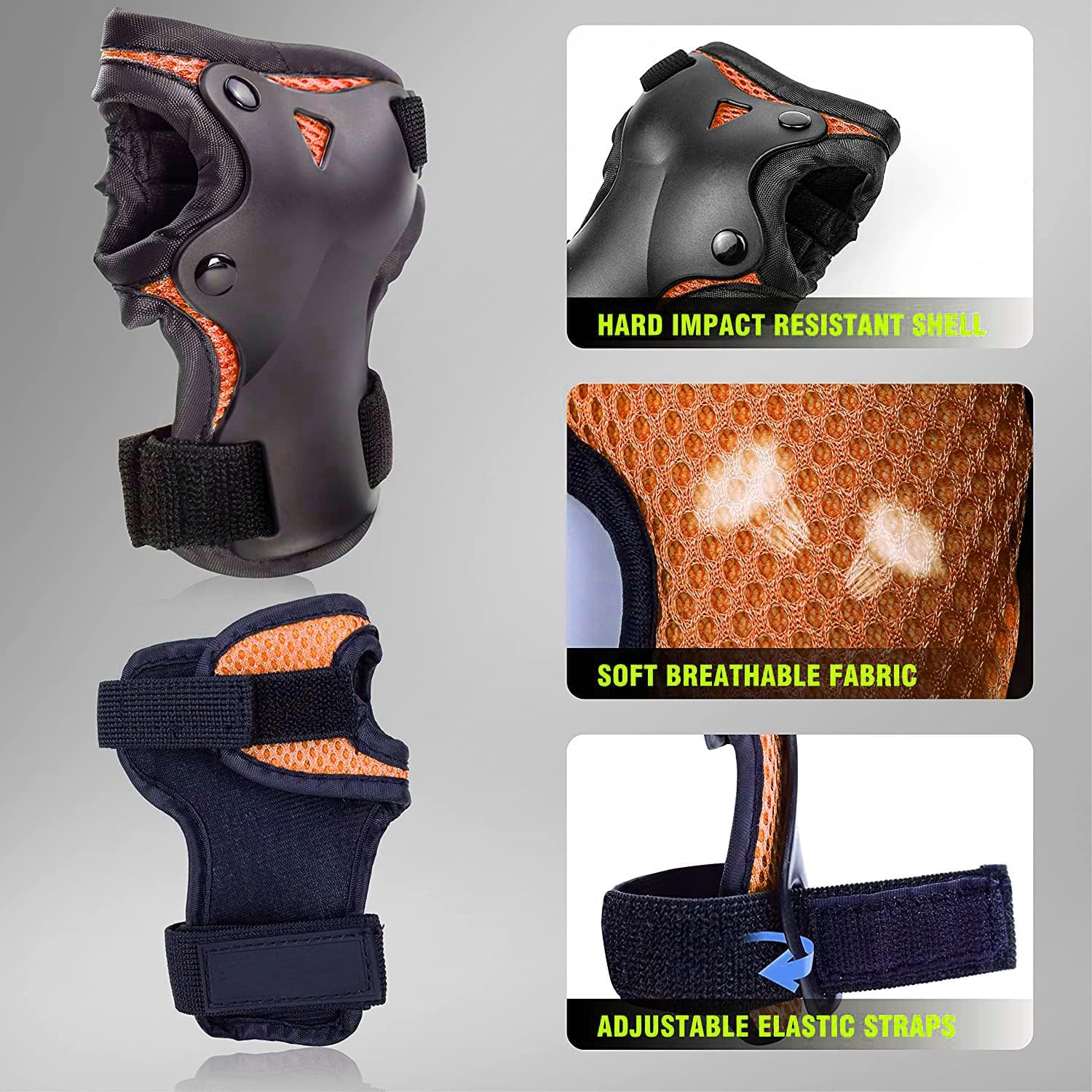 PHZ. Kids Knee Pads Elbow Pads Wrist Guards 6 in 1 Protective Gear Set for Inline Roller Skating Skateboarding Scooter BMX Etc. image number 4