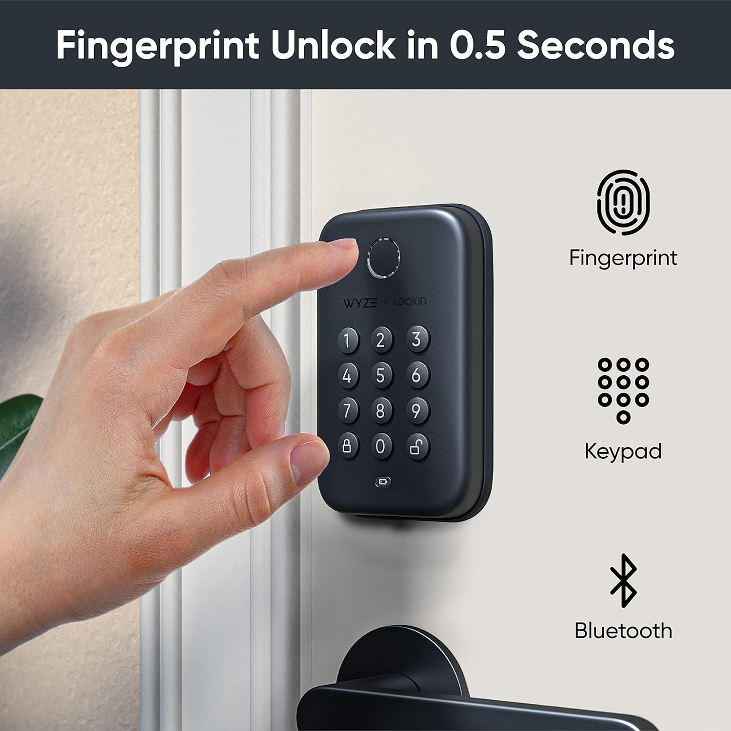 Wyze Auto-Lock Bolt, Fingerprint Keyless Entry Door Smart Bluetooth Deadbolt Replacement, Backlit Keypad, IPX5 Weatherproof, In-App History and Scheduled Access, BHMA, UL 20-Min Fire Rated image number 5