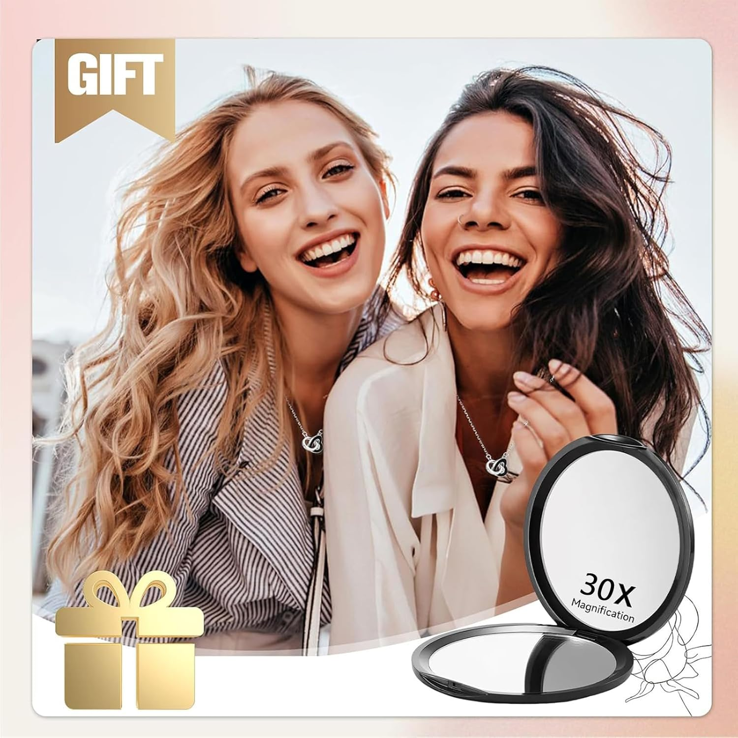 Zernblend Compact Pocket Mirror with 1X/30X Magnification, Ideal for Travel, 30X Magnification Mirror, Travel Mirror, Makeup Mirror (Black) image number 5