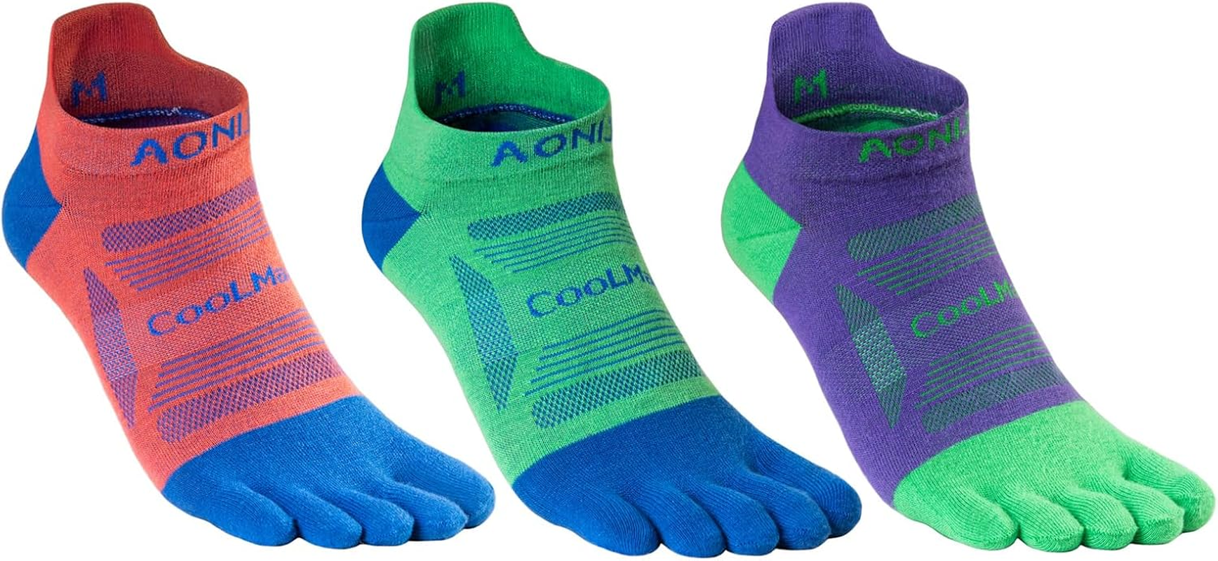 Azarxis 3 Pairs Toe Socks for Men Women Five Finger Socks Athletic Breathable Sweat Wicking Quick-Dry Running Sport Socks