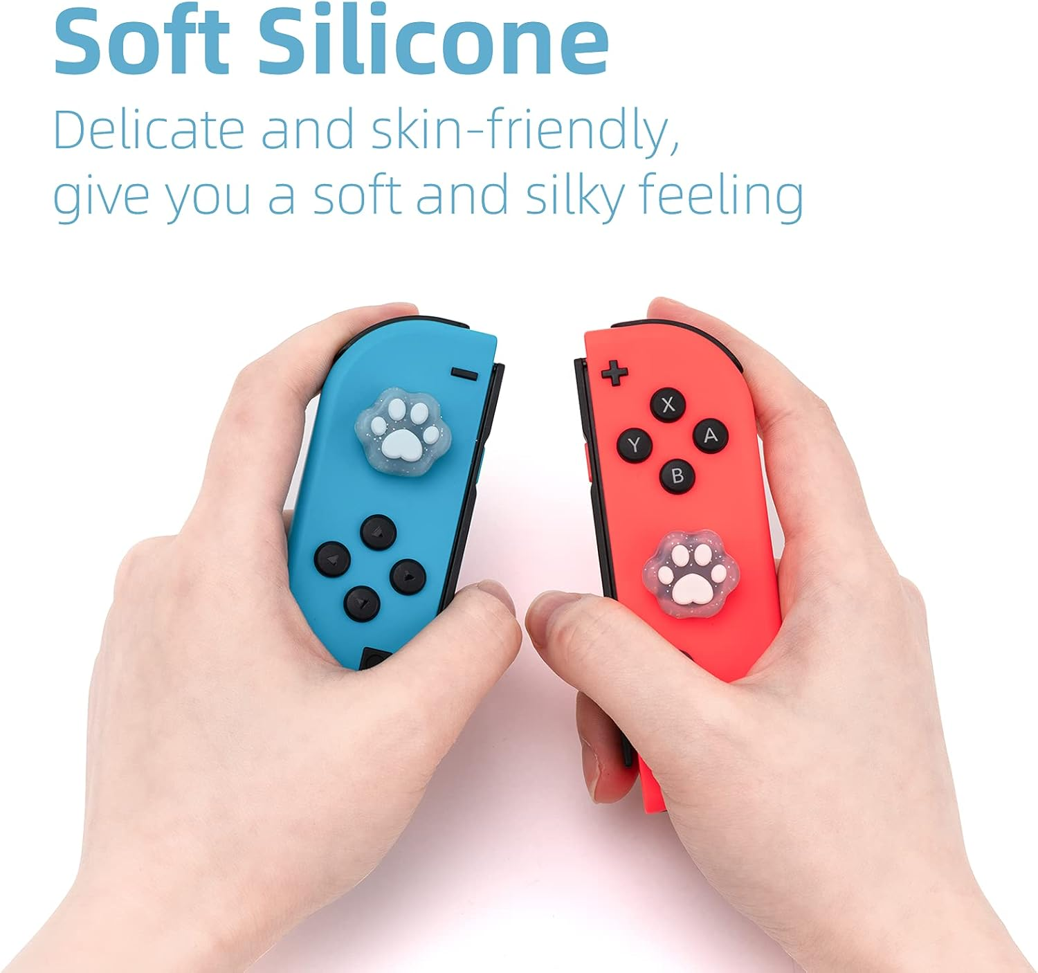 Geekshare Cat Paw Shape Thumb Grip Caps,Compatible with Switch/Oled/Switch Lite,Soft Silicone Joystick Cover, 4PICS (Glitter) image number 4
