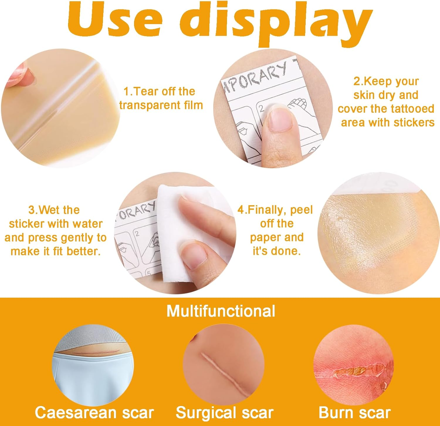 8Pcs Tattoo Cover up Patch, Scar Tape, Invisible Waterproof Body Concealer Makeup Sticker - Natural Looking Cover up Tattoos and Scar, Waterproof Body Concealer image number 1