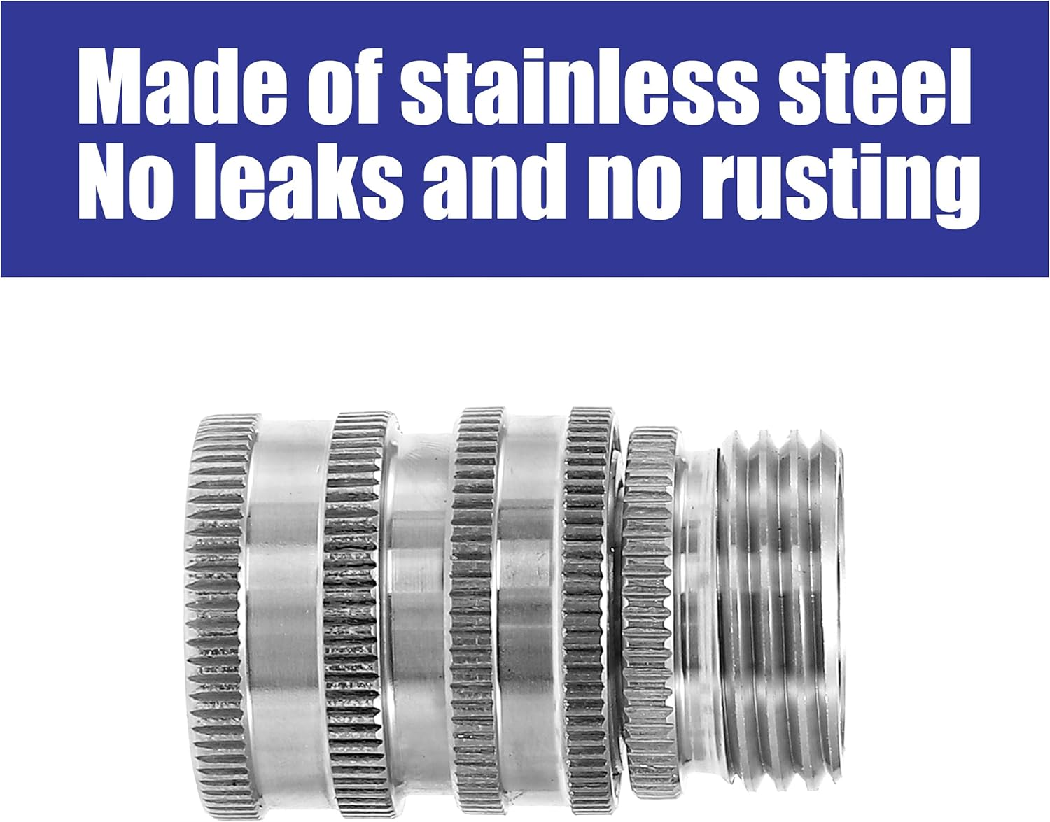 M MINGLE Garden Hose Quick Connect Fittings, 3/4 Inch GHT Stainless Steel, Quick Connector Set, 2-Pack image number 1