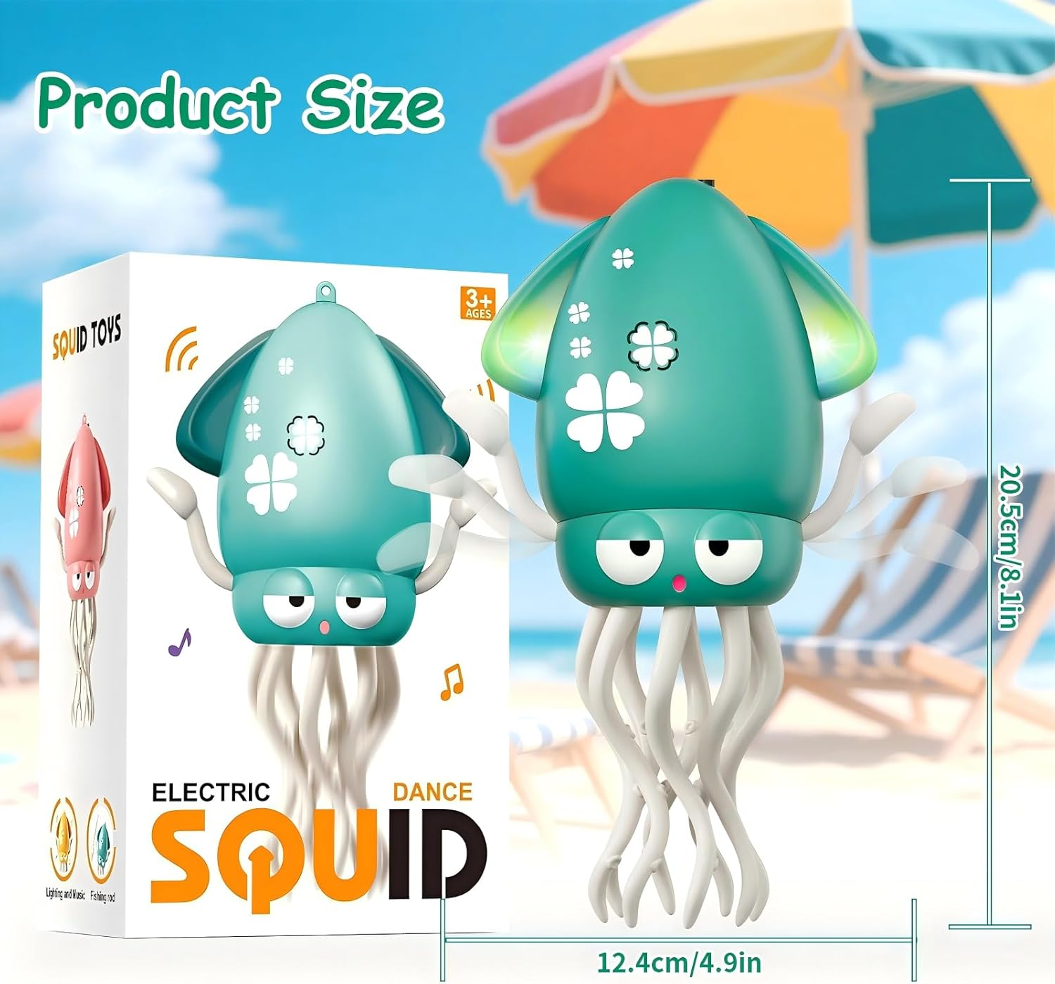 Dancing Octopus Toy, USB Rechargeable Magic Dancing Squid, Electric Crawling Musical Baby Toy with LED Lights & Music, Perfect Christmas Birthday G IFT for Infants Kids 3+ (Green) - Dancing Squid Green image number 3
