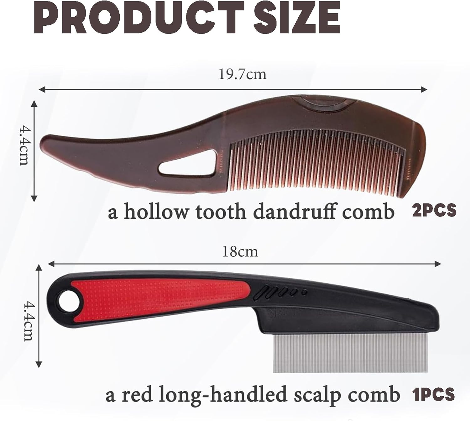 TELAIN 3 Piece Scalp Care Combs &ndash; Hollow Teeth for Removing Flakes & Massage Brushes for a Healthy Scalp, Removing Dirt and Dandruff, Brown, Black & Blue (Set of 3) image number 3